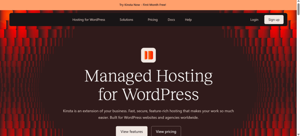 A screenshot of Kinsta