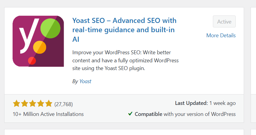 a screenshot of Yoast SEO Plugin