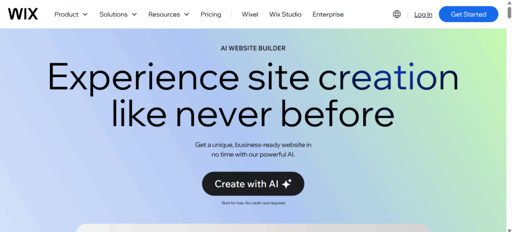 a screenshot of Wix ADI AI Website Builders Every Storyteller Should Know