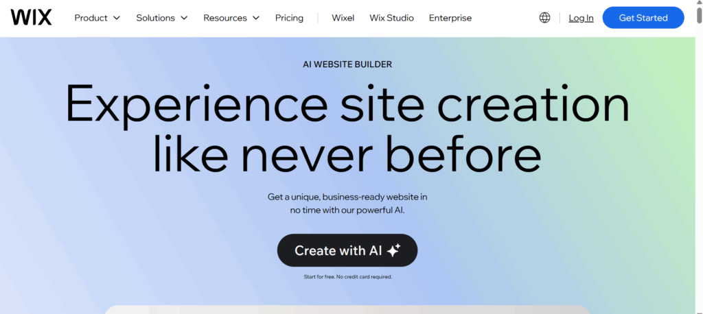a screenshot of Wix AI