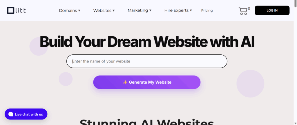 A Screenshot of Olitt AI Website builder