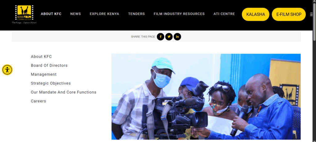 a screenshot of Kenya film commission