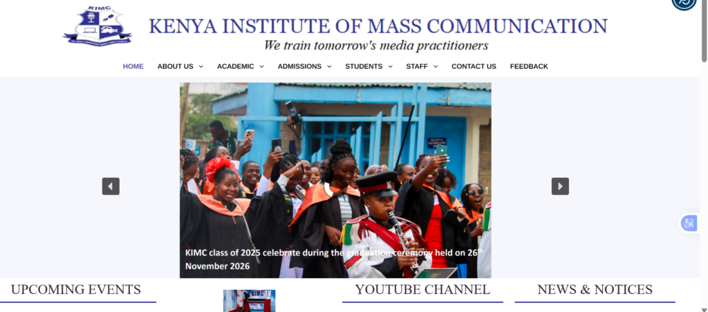 a screenshot of KIMC website