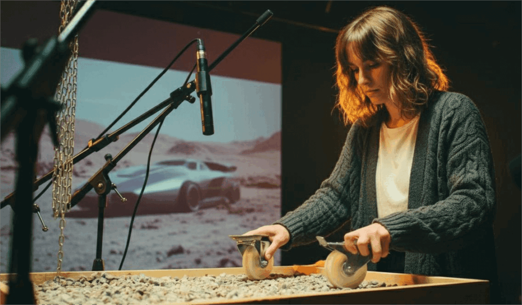 an image of foley artist on set