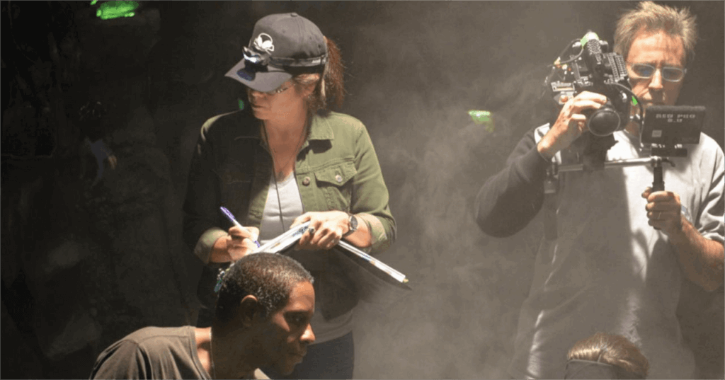 an image of script supervisor on set